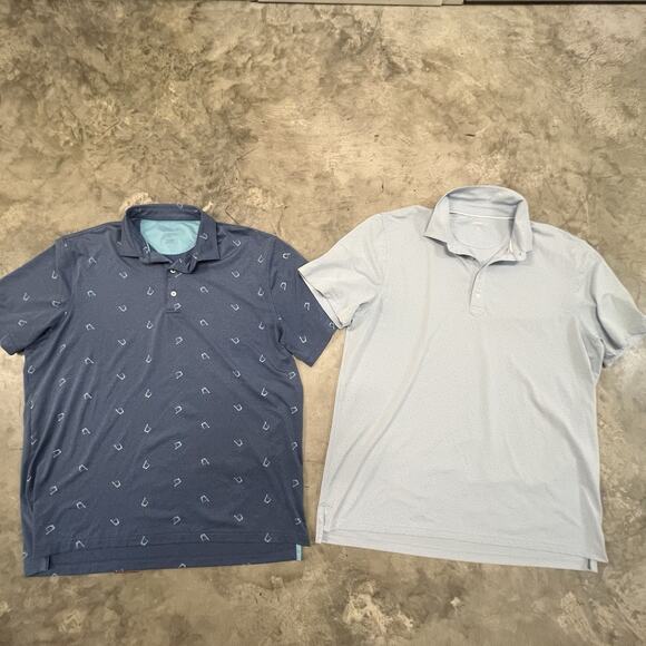 Johnnie-O Top Shelf Performance Polo Shirt Men's XL Short Sleeve Blue Lot Of 2
